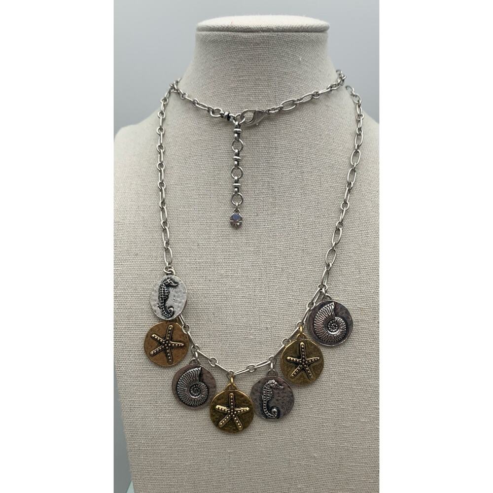 Lucky Brand Silver And Gold‎ Tone Sea Life Marine Life Charm Pendant Necklace